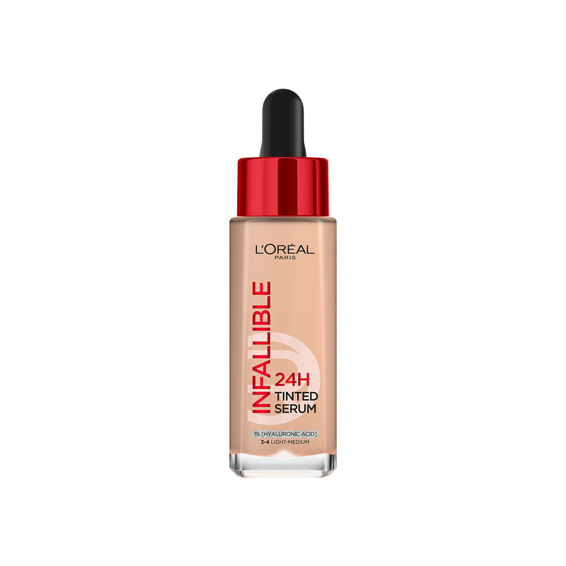 L’Oréal Paris Infallible 24H Tinted Serum with 1% Hyaluronic Acid for Radiant Hydrated Skin, Light to Medium Coverage