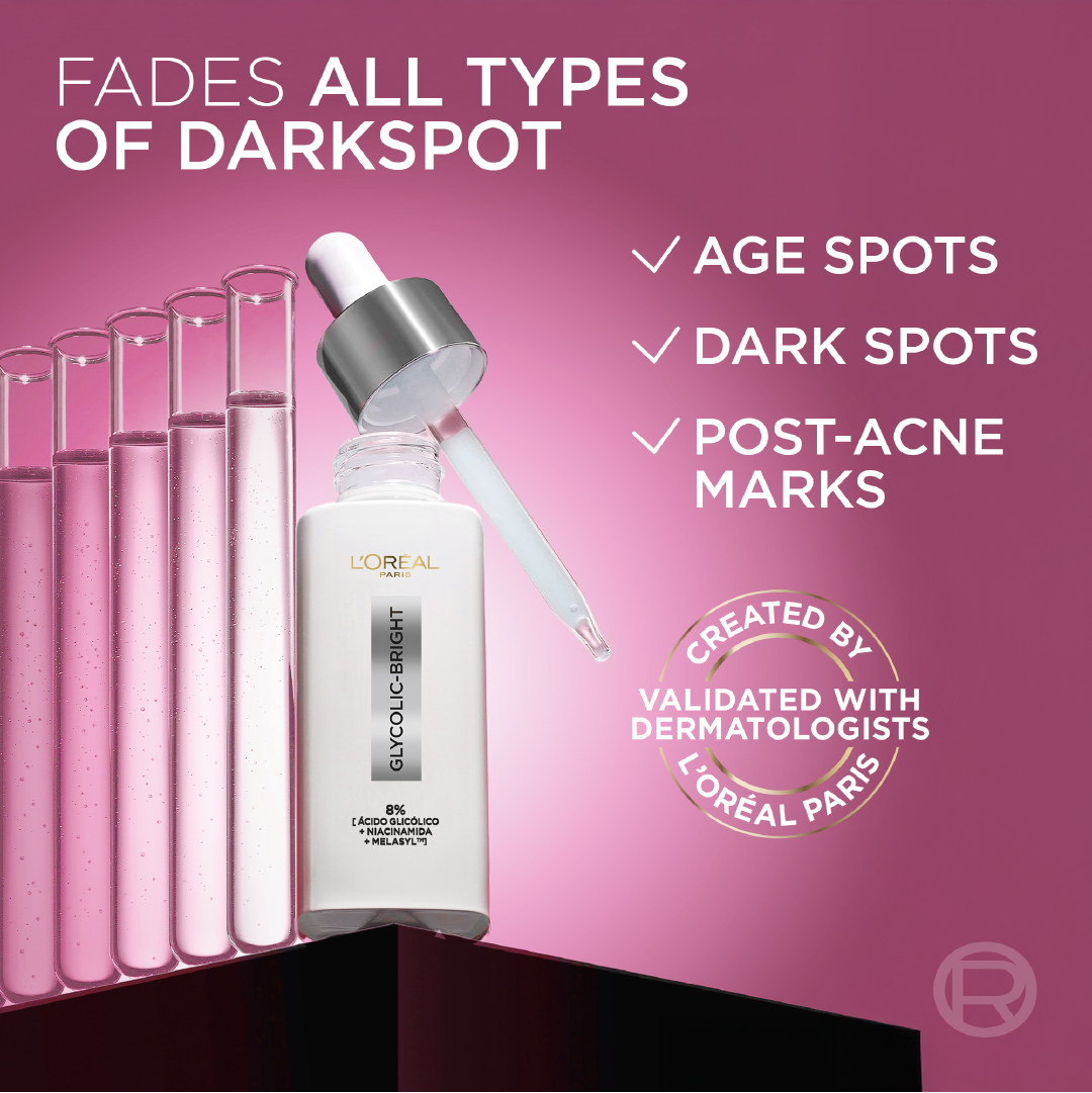 L’Oréal Paris Glycolic Bright Serum with 8% [Melasyl ™ + Glycolic Acid + Niacinamide] face serum for Dark Spots & Brightening