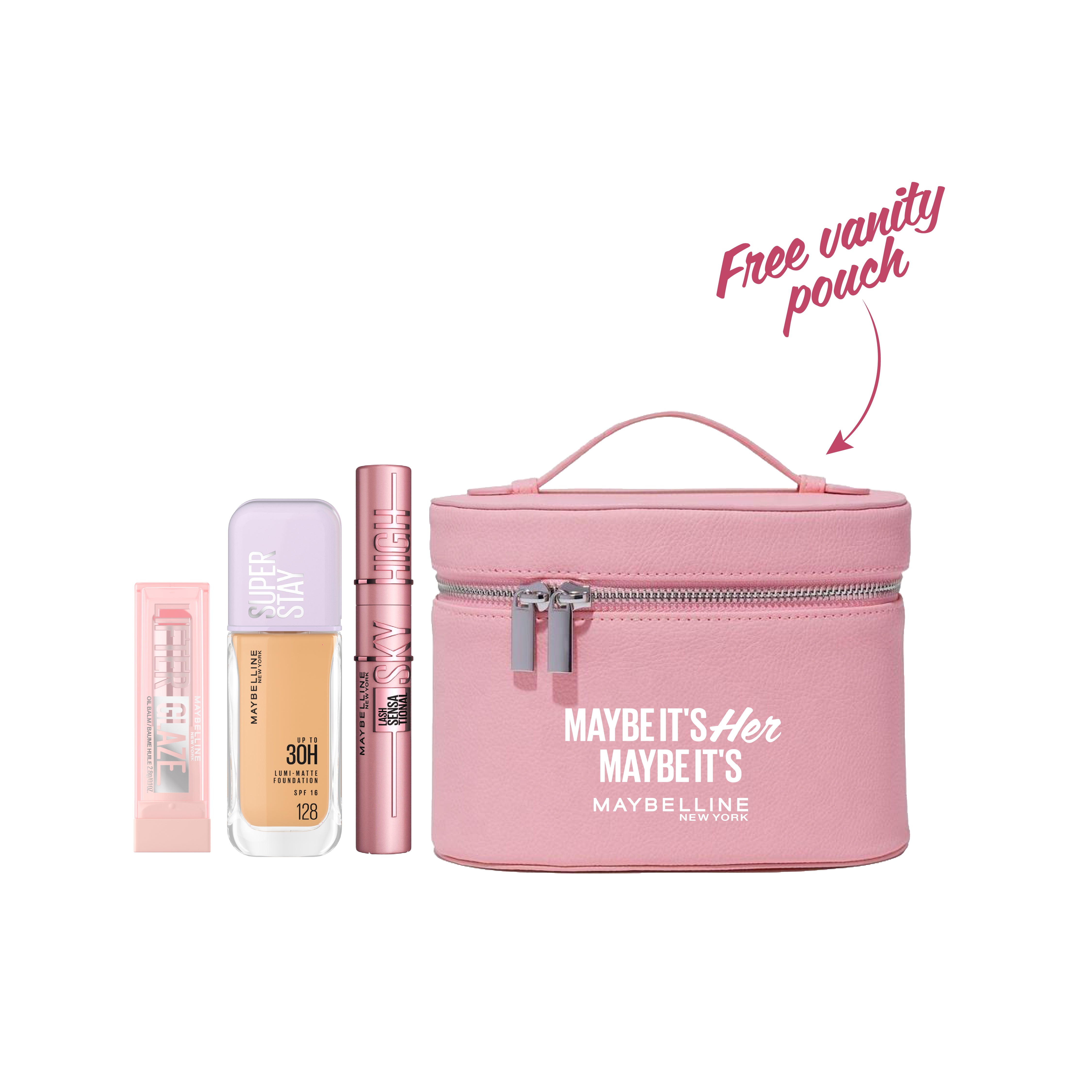 Lifter Glaze Lip Balm & Super Stay Lumi-Matte & lash Sensational Sky High Mascara trio