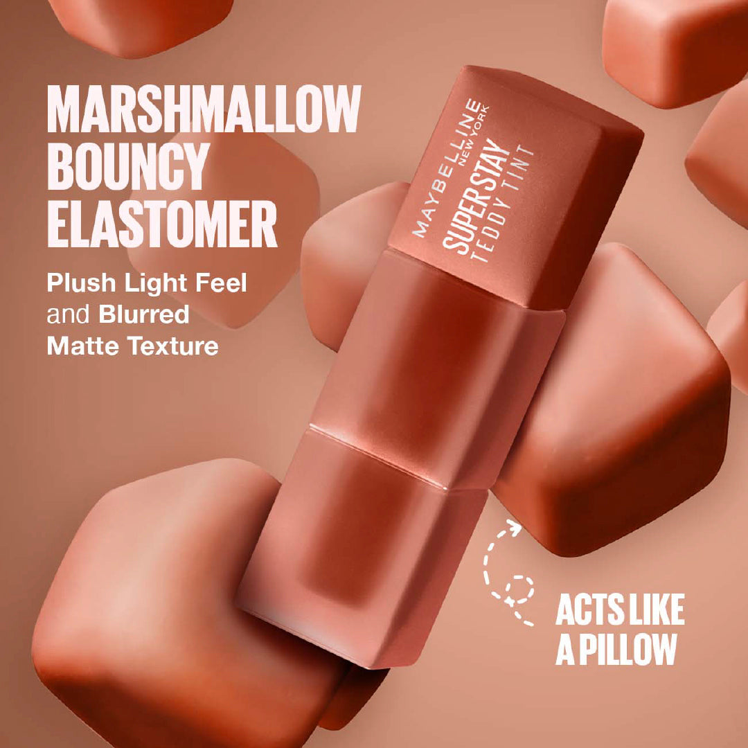 Maybelline Super Stay Teddy Tint  Soft Blurred Matte Lip Tint | 12h Longwear, Transfer proof