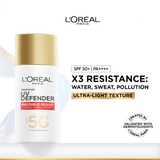 L’Oréal Paris UV Defender Invisible Resist Sunscreen SPF50+, Daily Sunscreen with Long Uva Protection, For All Skin Types
