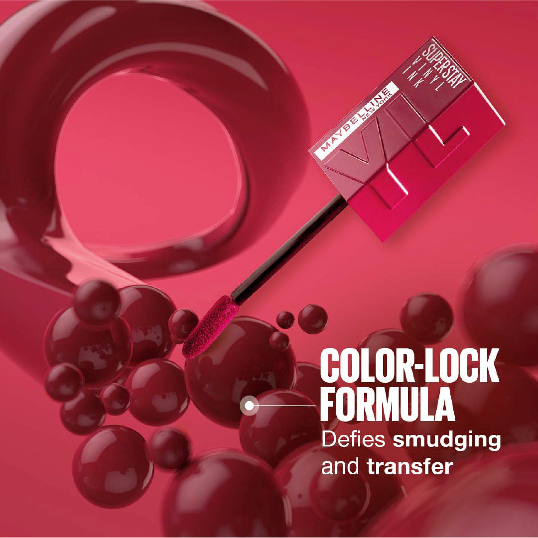 Maybelline New York Super Stay Vinyl Ink Long lasting 16 Hour Wear, No Budge, Instant Shine Lipstick