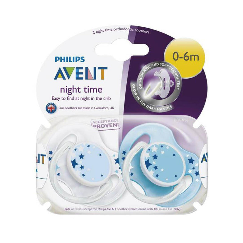 Avent Night Time Pacifier 0-6M - Pack of 2 - Skin Society {{ shop.address.country }}