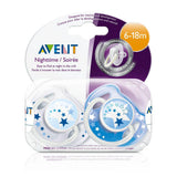 Avent Night Time Pacifier 6-18M - Pack of 2 - Skin Society {{ shop.address.country }}