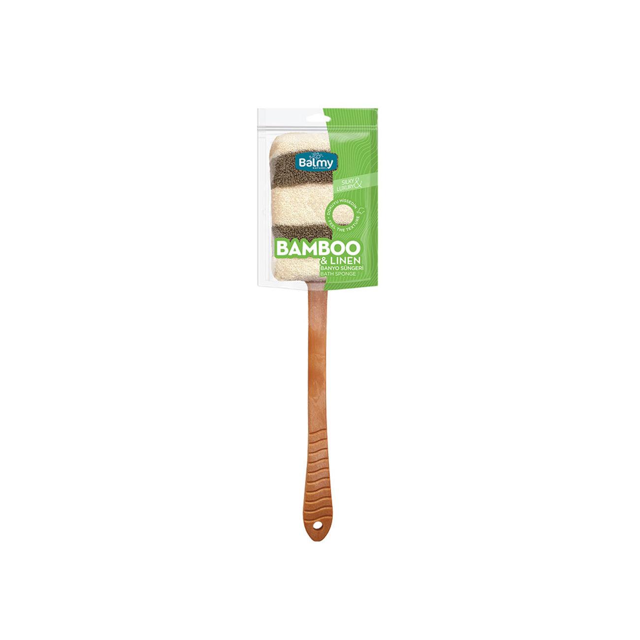 Balmy Naturel Bamboo Linen Bath Sponge with Handle - Skin Society {{ shop.address.country }}