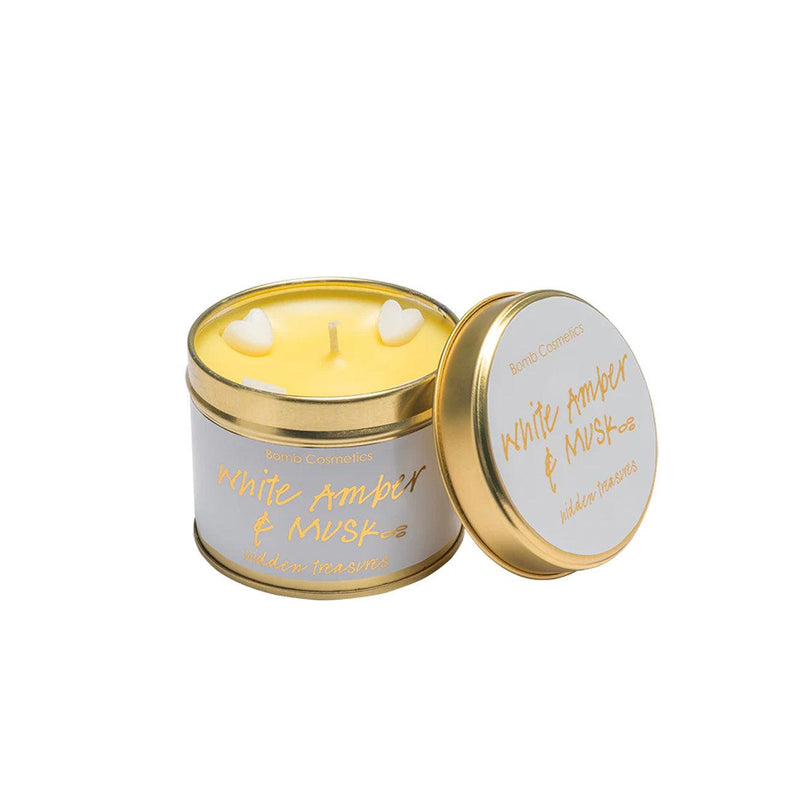 Bomb Cosmetics White Amber & Musk Tinned Candle - Skin Society {{ shop.address.country }}