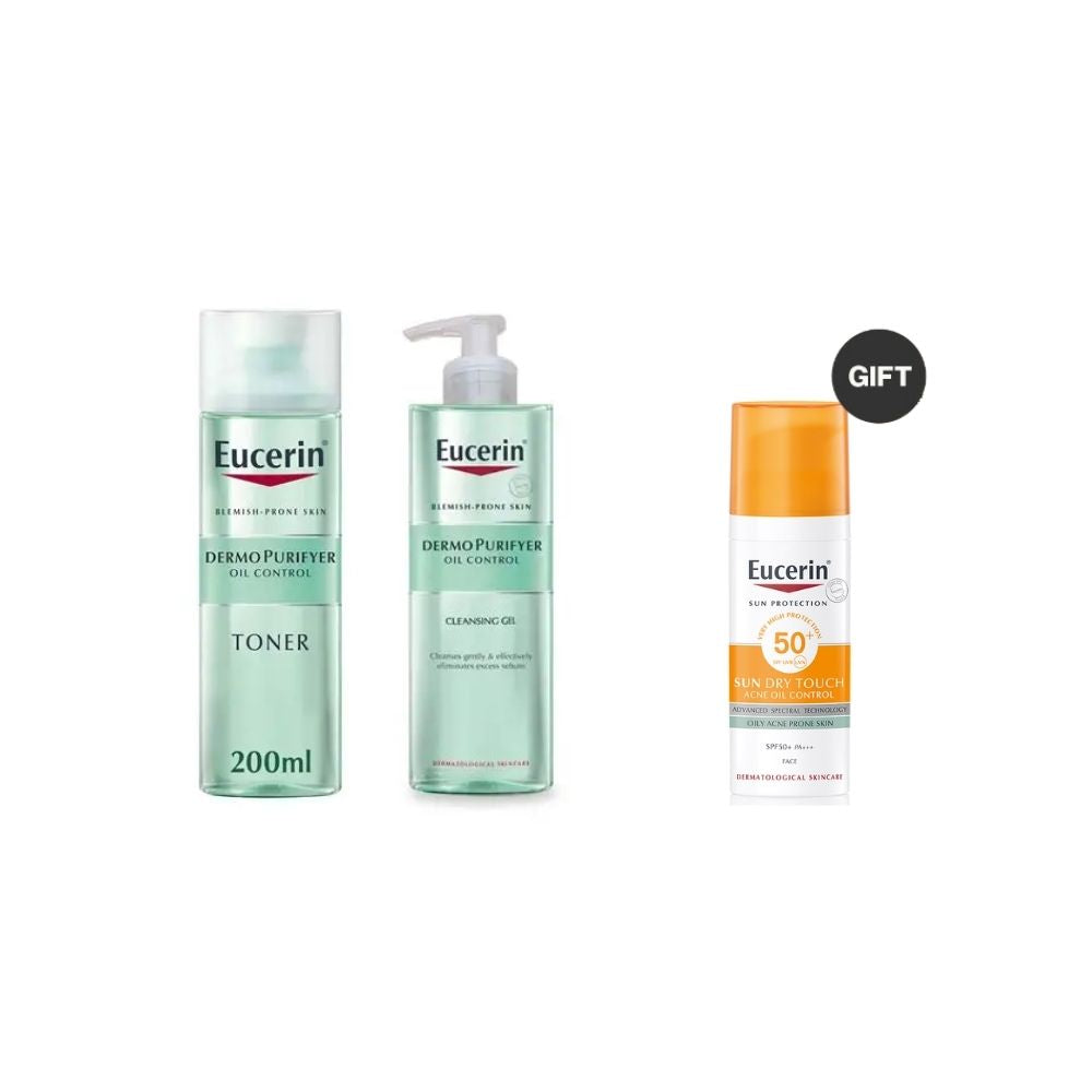 DermoPurifyer Oil Control Cleansing, Toner & Sun Protection Dry Touch Trio