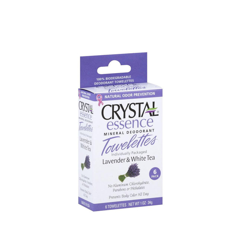 Crystal Mineral Deodorant Towelettes Lavender & White Tea - Pack of 6 - Skin Society {{ shop.address.country }}