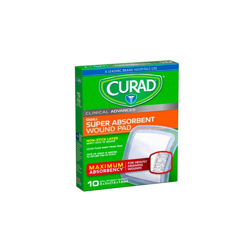Curad Clinical Advances Super Absorbent Small Wound Pads Box of 10 - Skin Society {{ shop.address.country }}