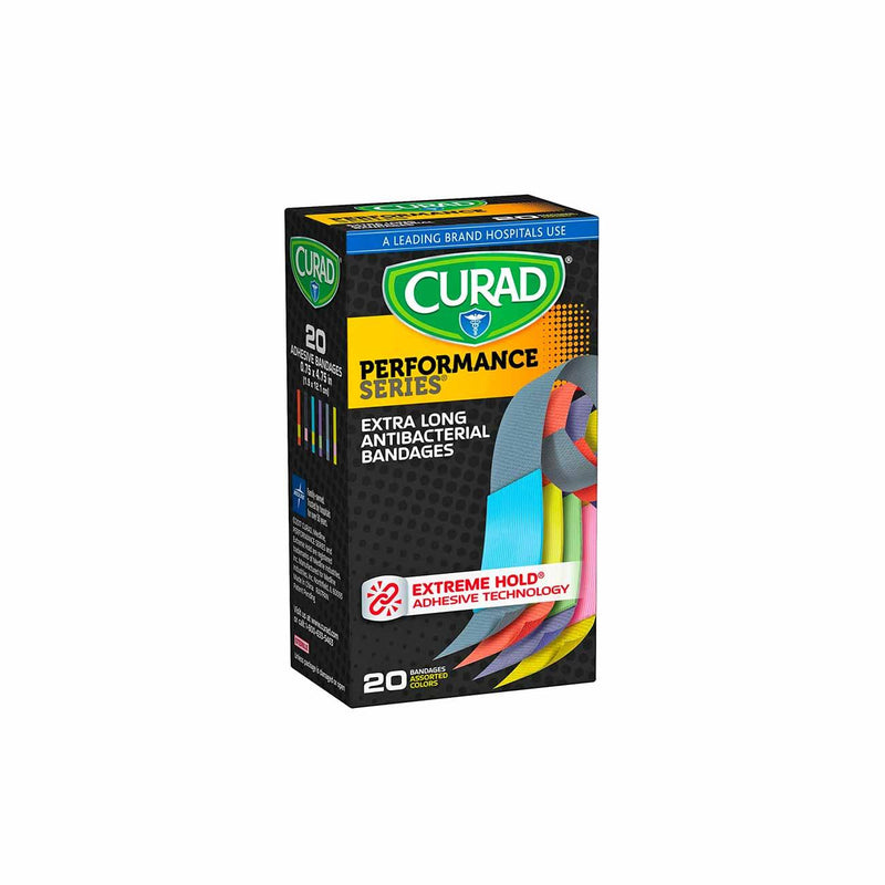 Curad Performance Series Extra Long Antibacterial Bandages - Box of 20 - Skin Society {{ shop.address.country }}
