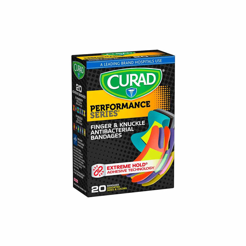 Curad Performance Series Finger & Knuckle Antibacterial Bandages - Box of 20 - Skin Society {{ shop.address.country }}