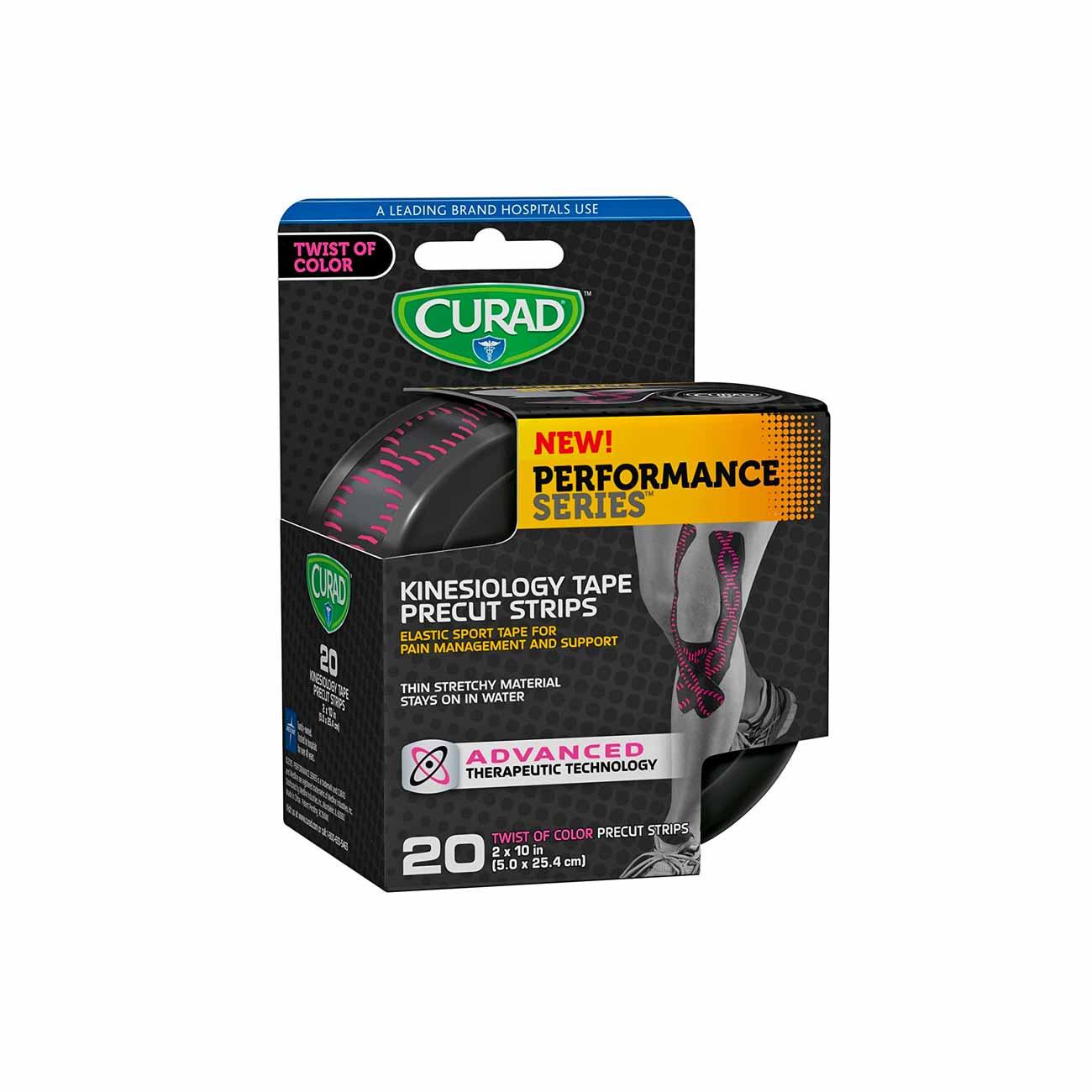 Curad Performance Series Kinesiology Tape Twist of Color Precut Strips - Box of 20 - Skin Society {{ shop.address.country }}