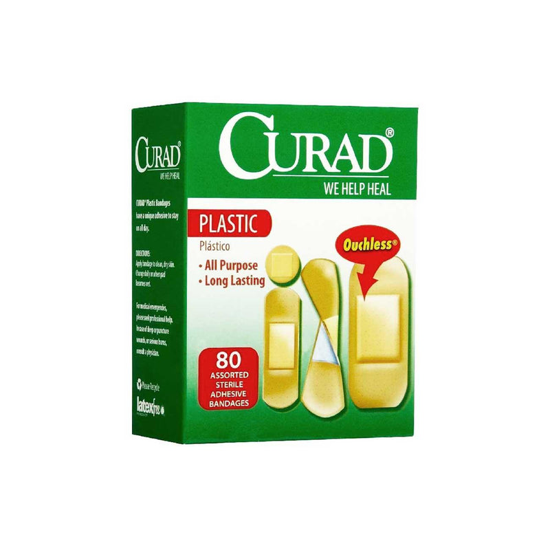 Curad Plastic Ouchless All Purpose Bandages - Box of 80 - Skin Society {{ shop.address.country }}