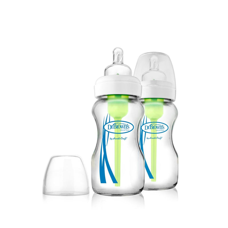 Dr. Brown's Options+ Anti-Colic Wide-Neck Glass Baby Bottle - Pack of 2 - Skin Society {{ shop.address.country }}