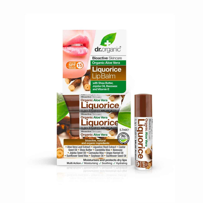 Dr Organic Aloe Vera Liquorice Lip Balm - Skin Society {{ shop.address.country }}