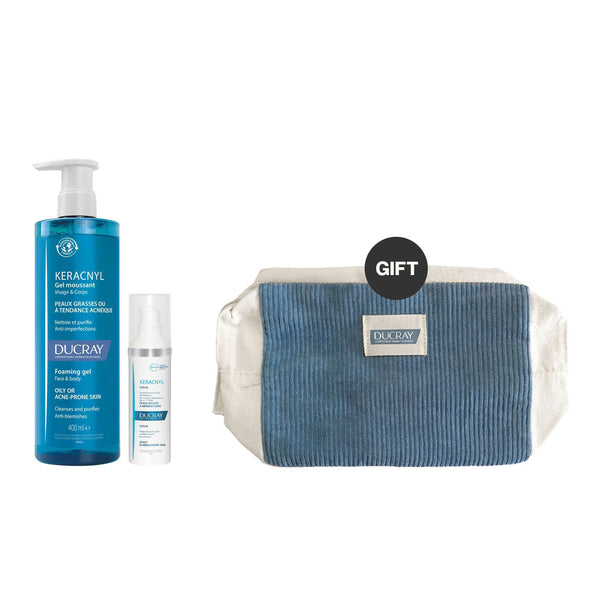 Keracnyl Foaming Gel & Serum with Pouch as GIFT
