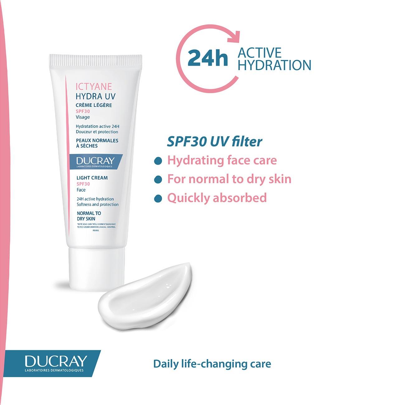Ducray Ictyane Hydra UV Light Face Cream SPF30 - Skin Society {{ shop.address.country }}