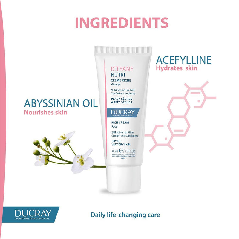 Ducray Ictyane Nutri Rich Cream - Face - Skin Society {{ shop.address.country }}