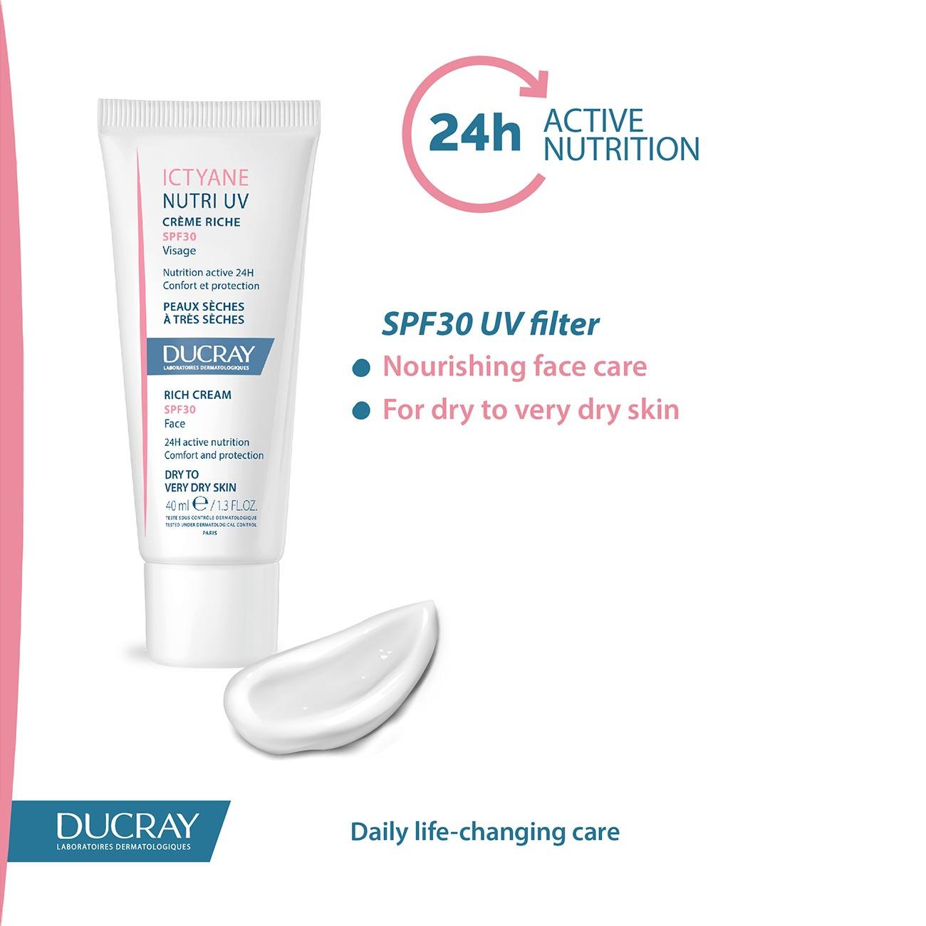 Ducray Ictyane Nutri UV Rich Face Cream SPF30 - Skin Society {{ shop.address.country }}