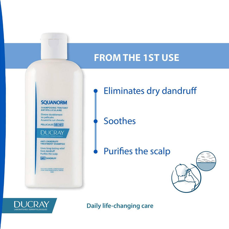 Ducray Squanorm Anti-Dandruff Treatment Shampoo - Dry Dandruff - Skin Society {{ shop.address.country }}