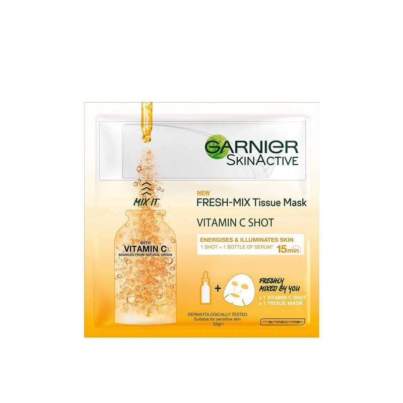 Garnier Fresh-Mix Hydrating, Energizing & Brightening Tissue Mask with Vitamin C - Skin Society {{ shop.address.country }}