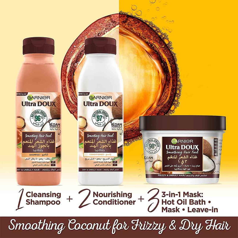 Garnier Ultra Doux Vegan Hair Food Coconut & Macadamia 3 in 1 Treatment - Skin Society {{ shop.address.country }}