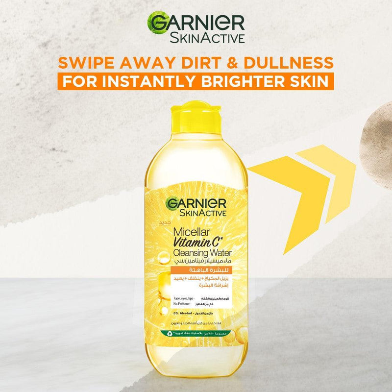 Garnier Vitamin C Micellar Water Facial Brightening Cleanser and Makeup Remover - Skin Society {{ shop.address.country }}