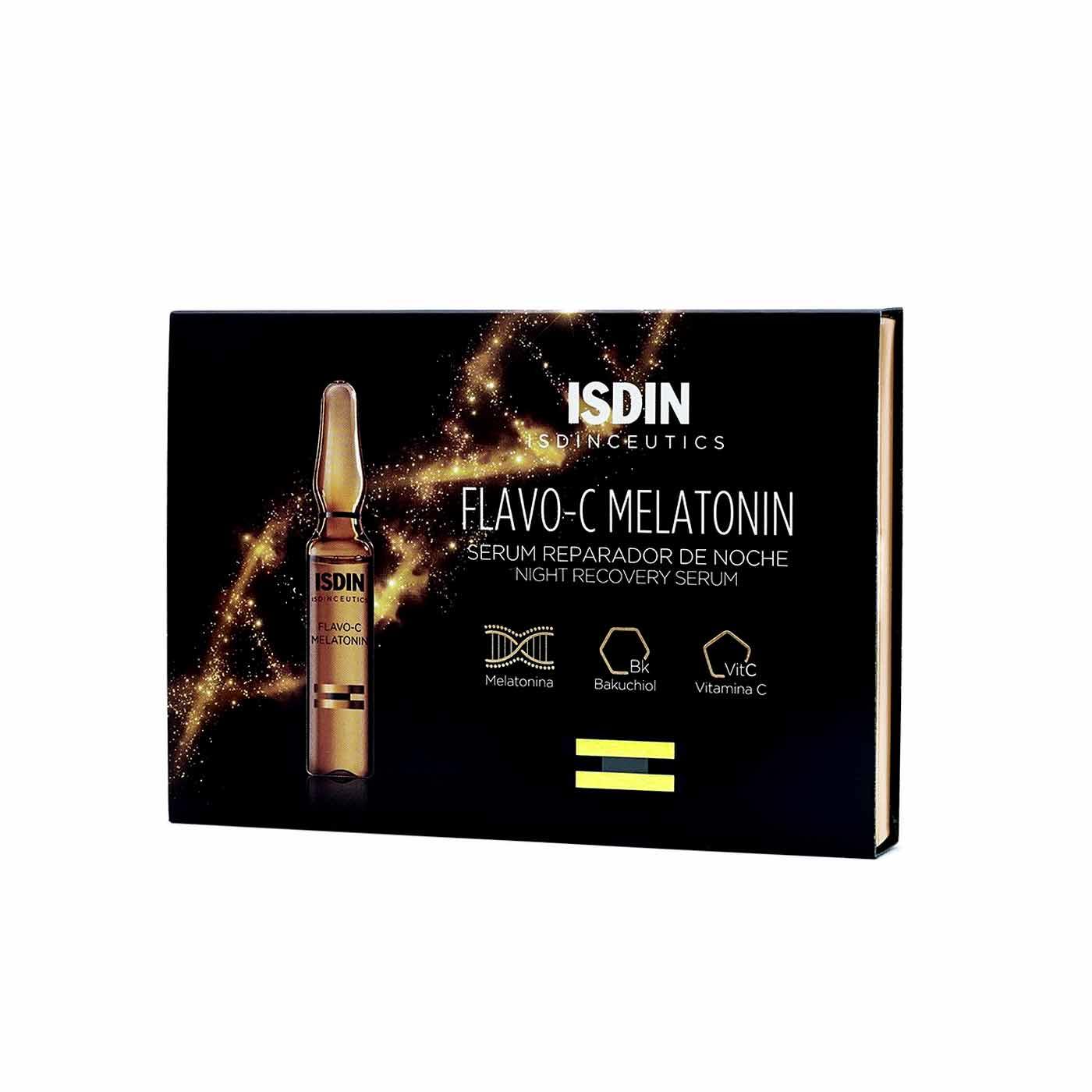 Isdin Isdinceutics Flavo-C Melatonin Night Recovery Serum - Box of 10 Bulbs x 2ml - Skin Society {{ shop.address.country }}
