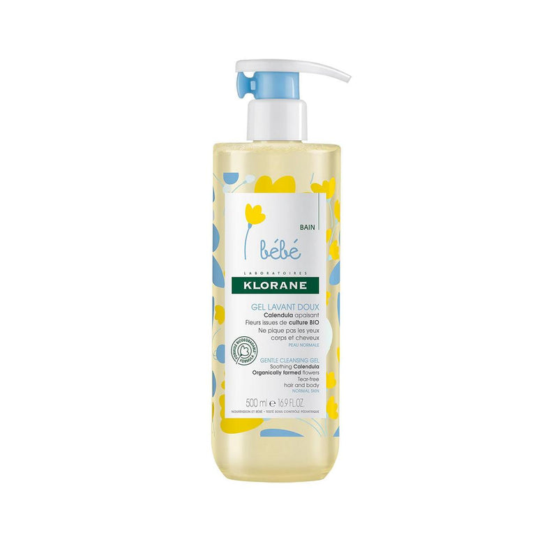 Klorane Bébé Gentle Cleansing Gel with Soothing Calendula from Organically Farmed Flowers - Normal Skin - Skin Society {{ shop.address.country }}