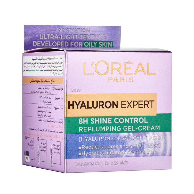 L'Oréal Paris Hyaluron Expert Moisturiser and Anti-Aging 8h Shine Control Replumping Gel -Cream - Skin Society {{ shop.address.country }}