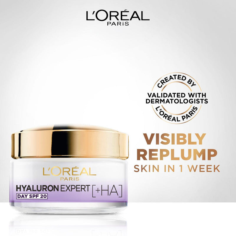 L'Oréal Paris Hyaluron Expert Moisturiser and Plumping Anti-Aging Day Cream with Hyaluronic Acid - Skin Society {{ shop.address.country }}