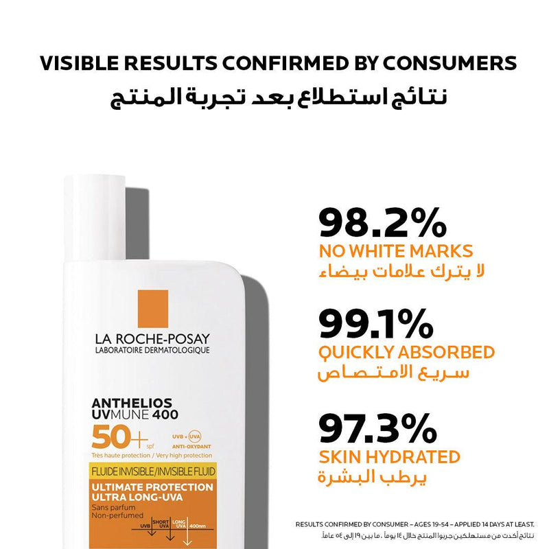 La Roche-Posay Anthelios UVMune 400 Invisible Fluid SPF50+ Sun Cream - Skin Society {{ shop.address.country }}