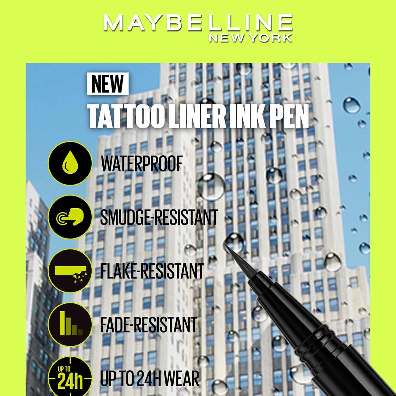 Maybelline New York Tattoo Studio Ink Pen Eyeliner - Skin Society {{ shop.address.country }}
