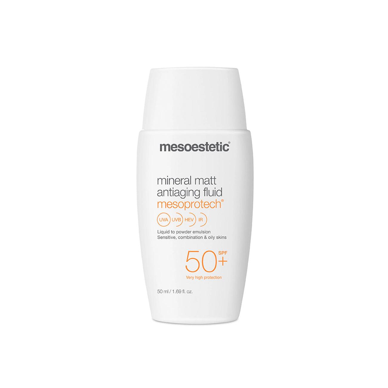 Mesoestetic Mesoprotech Mineral Matt Antiaging Fluid - Sun Protection Technology - Skin Society {{ shop.address.country }}