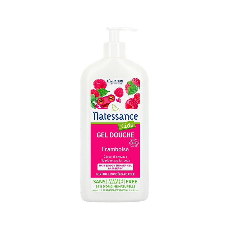 Natessance Kids Hair and Body Shower Gel Raspberry - Biodegradable Formula - Skin Society {{ shop.address.country }}