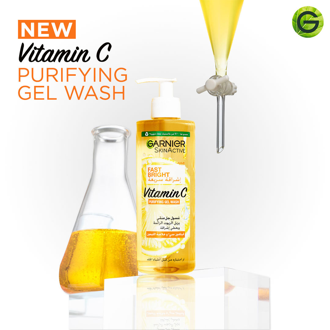 Garnier Fast Bright Vitamin C Brightening Purifying Face Gel Wash