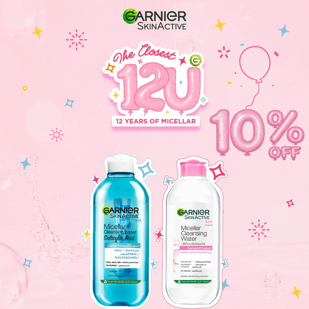 Micellar Water Pink for Sensitive Skin & Fast Clear Micellar Water with Salicylic Acid for Acne Prone Skin Duo