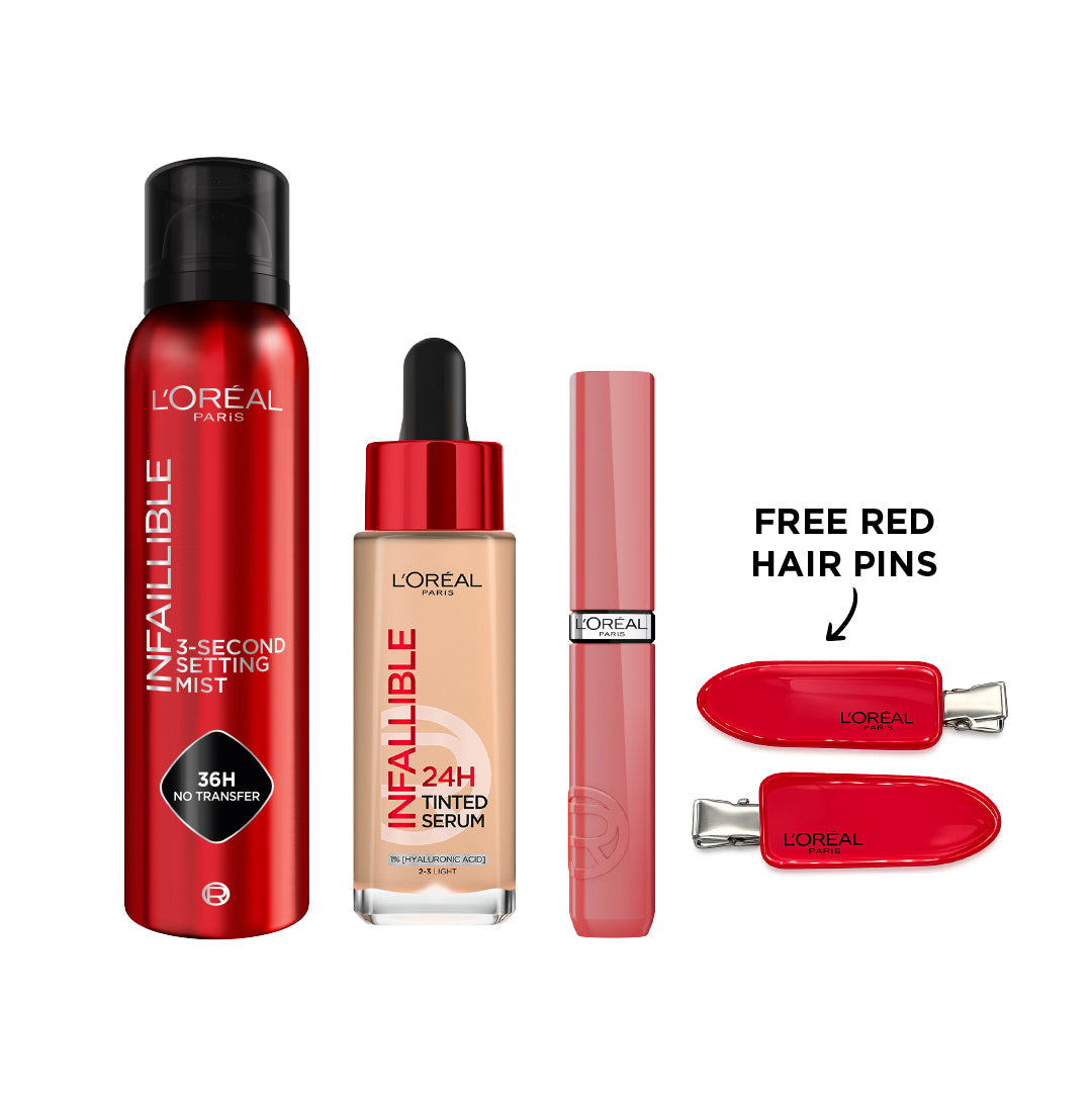 Infallible 3 Seconds Makeup Setting Mist & Infallible 24H Tinted Serum & Infallible Laque Resistance Liquid Lipstick Trio