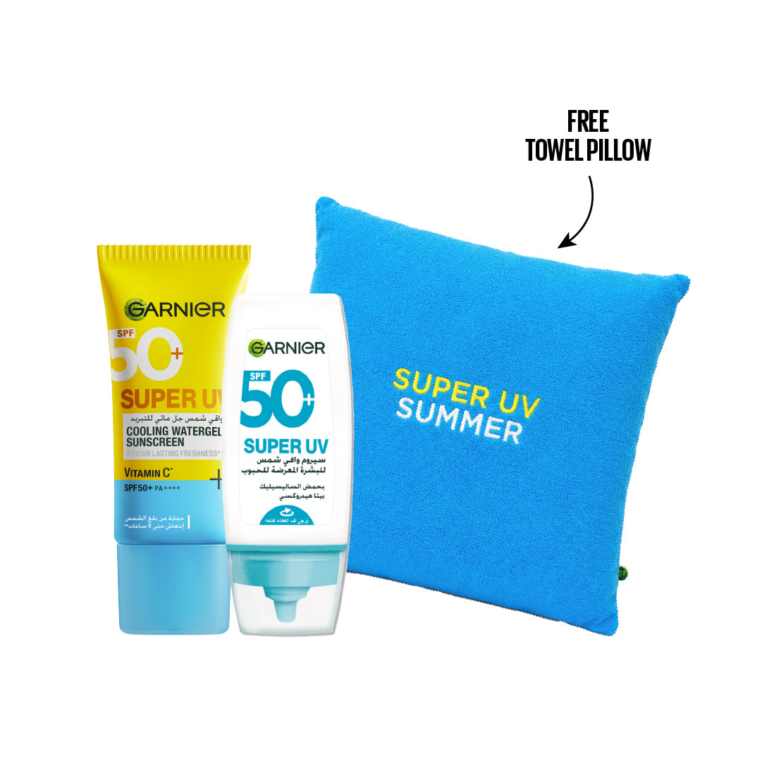 Skinactive Super UV Cooling Water Gel SPF50 & Super UV Anti-Acne SPF50+ Sunscreen– 12H Oil Control Duo
