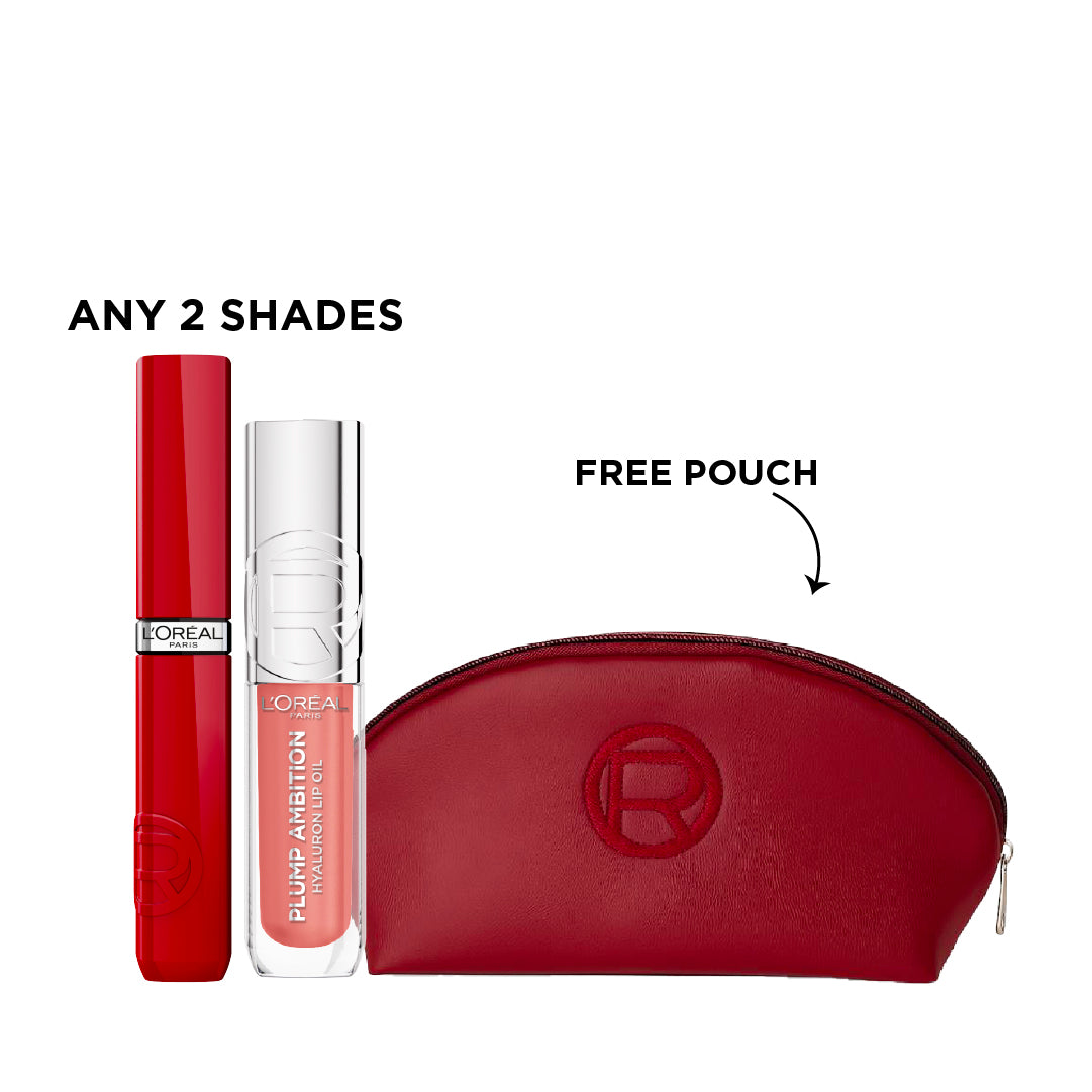 Plump Ambition Hyaluron Lip Oil & Infallible Laque Resistance Liquid Lipstick Duo