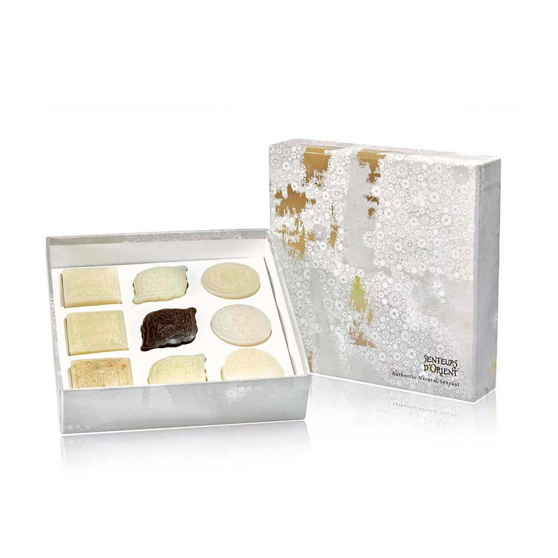 Senteurs D'Orient Tasting Box of 9 Mini Ma'amoul Soaps 9 x 40g - Skin Society {{ shop.address.country }}