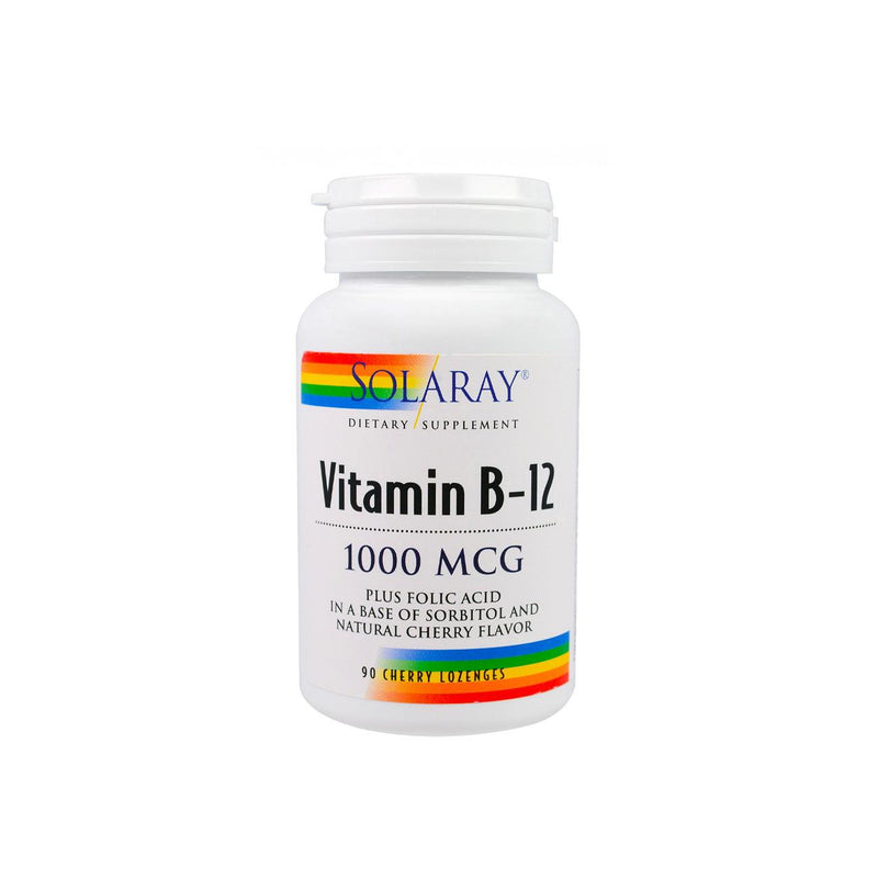 Solaray Vitamin B-12 1000mcg Plus Folic Acid in a Base of Sorbitol and Natural Cherry Flavor - Skin Society {{ shop.address.country }}