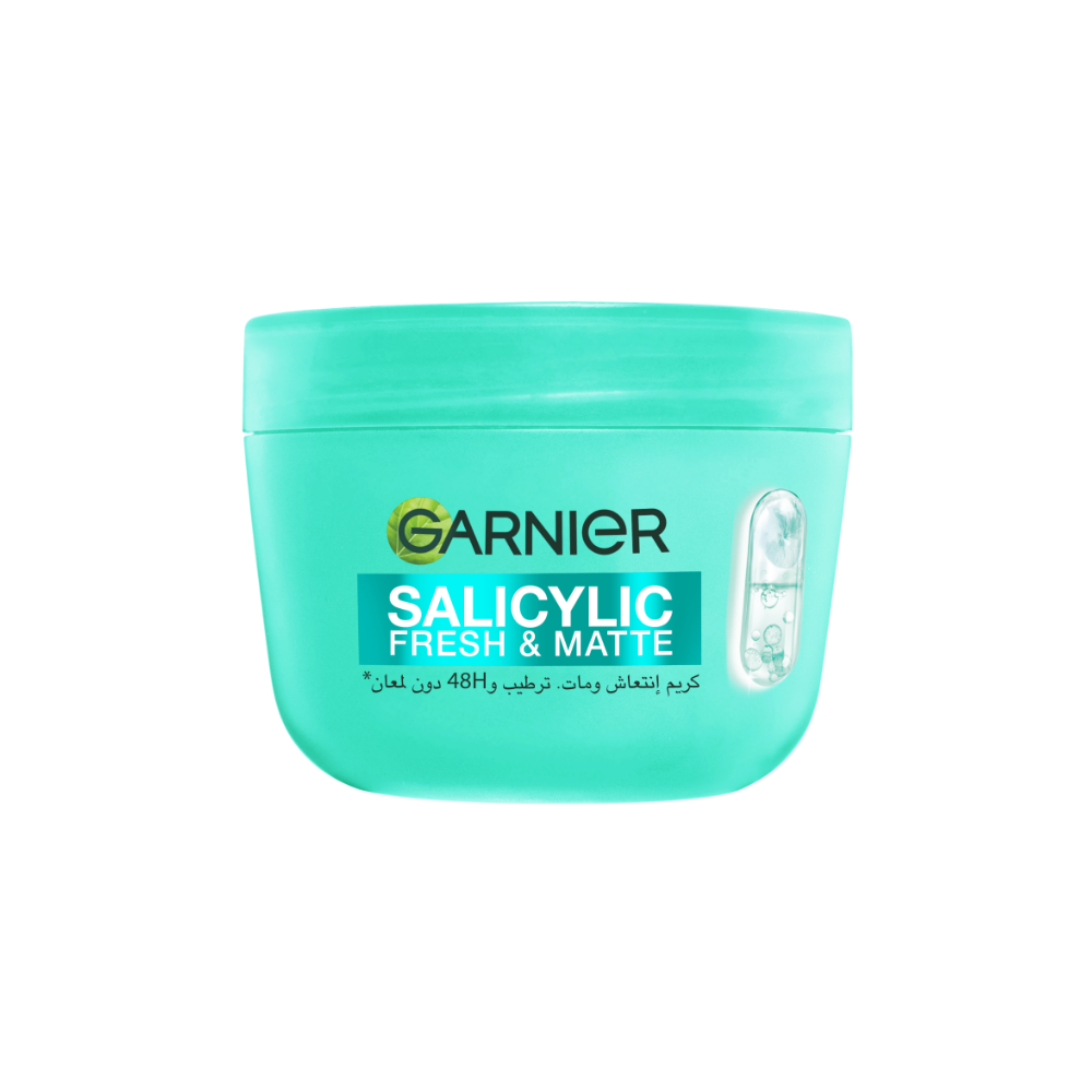 Garnier Salicylic Fresh & Matte Cream - Hydration, 48H Oil Free - 5% [Niacinamide + Salicylic Acid + Centella Asiatica] - Cruelty Free International & Vegan