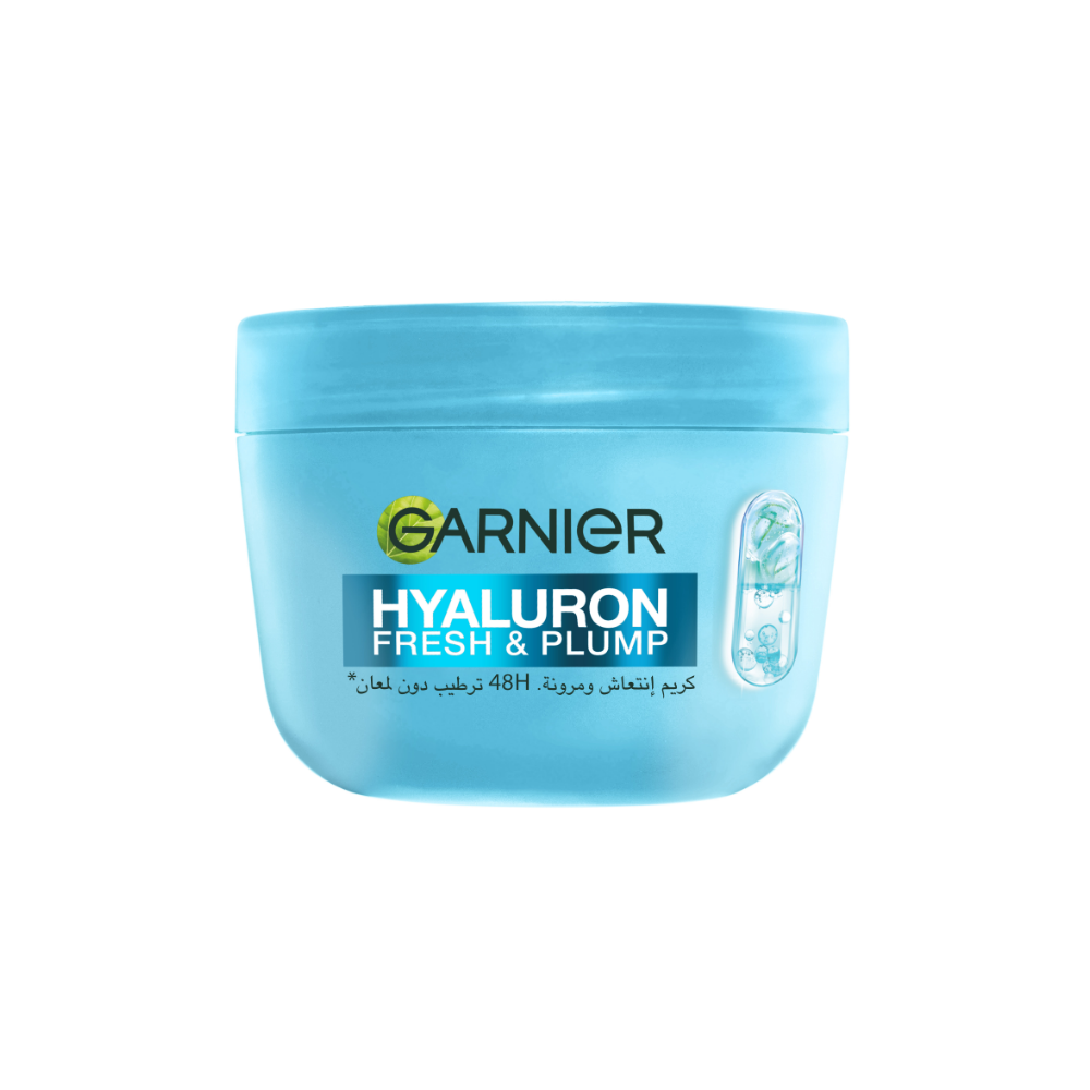 Garnier Hyaluron Fresh & Plump Cream - Hydration, 48H Oil Free - 4% [Hyaluronic Acid + Niacinamide] - Cruelty Free International & Vegan