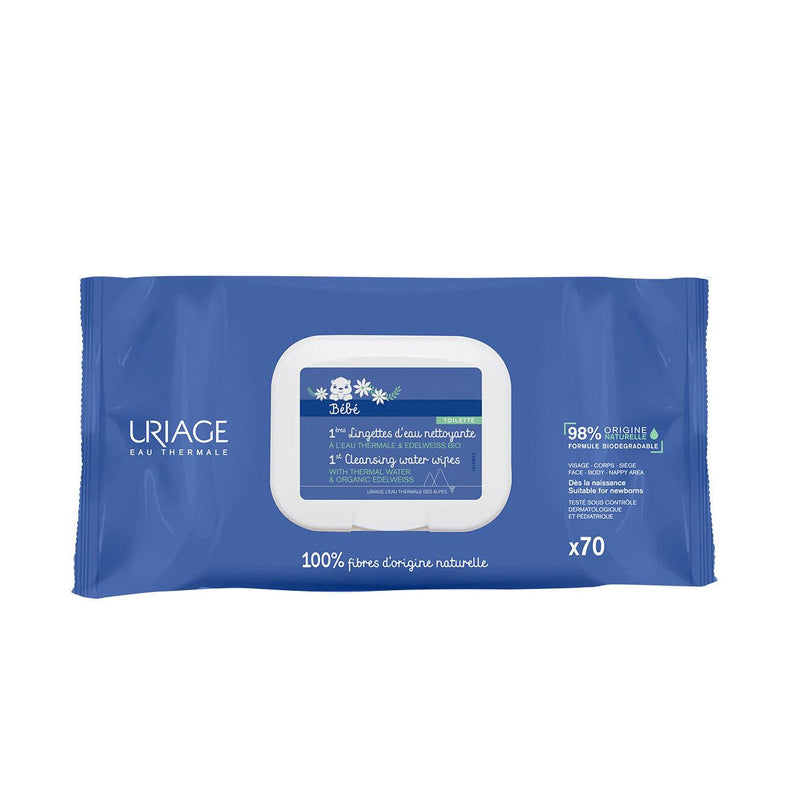 Uriage Bébé 1st Cleansing Wipes with Soothing Uriage Thermal Water - Pack of 70 - Skin Society {{ shop.address.country }}