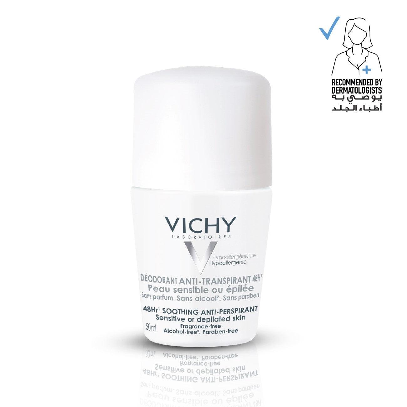 Vichy 48H Soothing Anti-Perspirant Roll-On - Sensitive or Depilated Skin - Skin Society {{ shop.address.country }}
