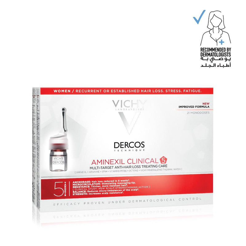 Vichy Dercos Aminexil Clinical 5 Women - 21 Monodoses - Skin Society {{ shop.address.country }}