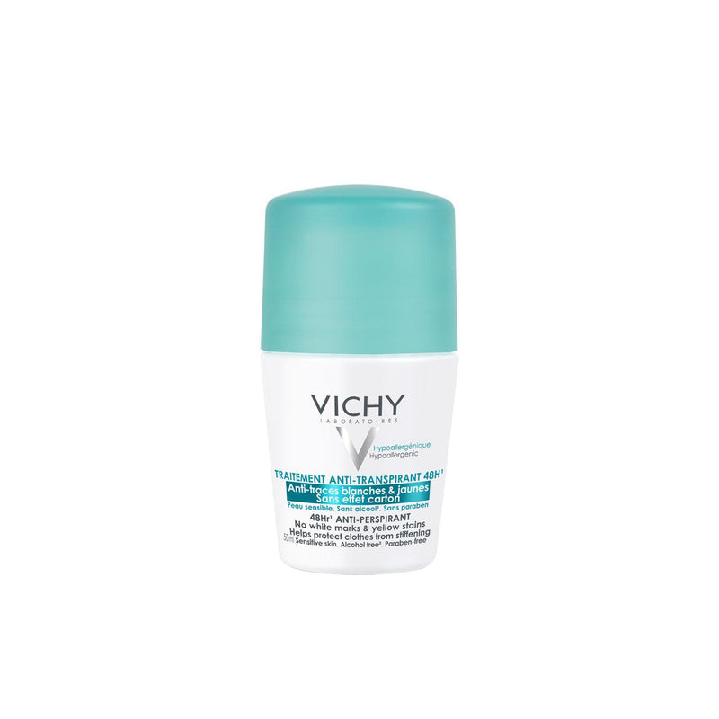 Vichy 48H Anti-Perspirant Roll-On for Men & Women - No White Marks & Yellow Stains - No Stiffening Effects - Skin Society {{ shop.address.country }}