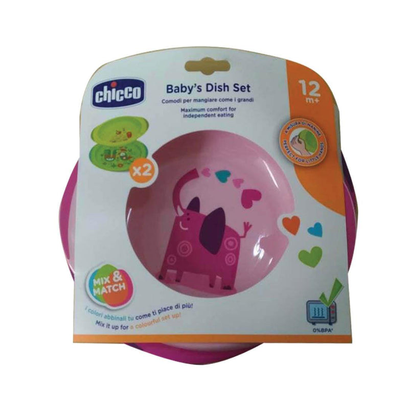 Chicco Baby's Dish Set Pink - 2 Units - Skin Society {{ shop.address.country }}